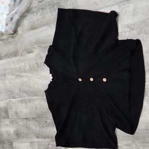 Umgee Suede Feel Black Button Down Poncho Type Top Size Small
